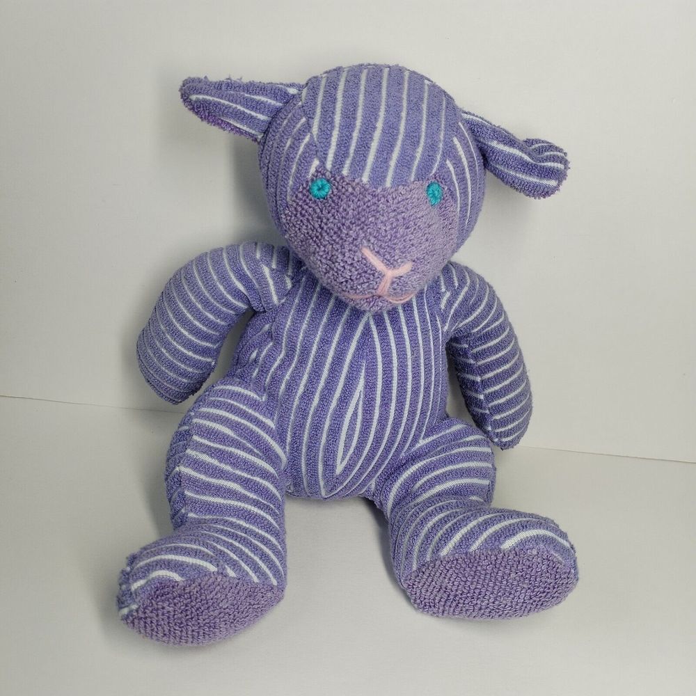 Vintage Kuddle Me‎ Toys Kellytoy Lamb Stuffed Animal  Purple Striped Terrycloth